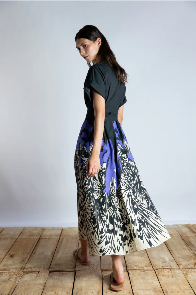 Midnight Butterfly Print Dress | Black Floral