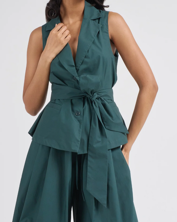 Top with Belted Waist | Malachite