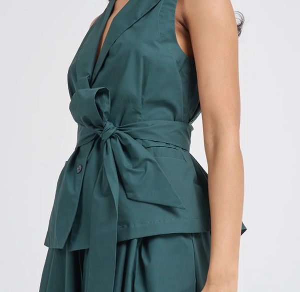 Top with Belted Waist | Malachite