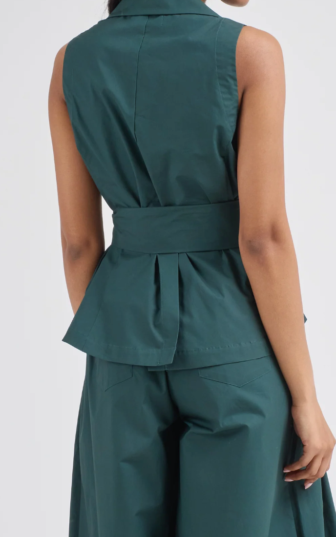 Top with Belted Waist | Malachite