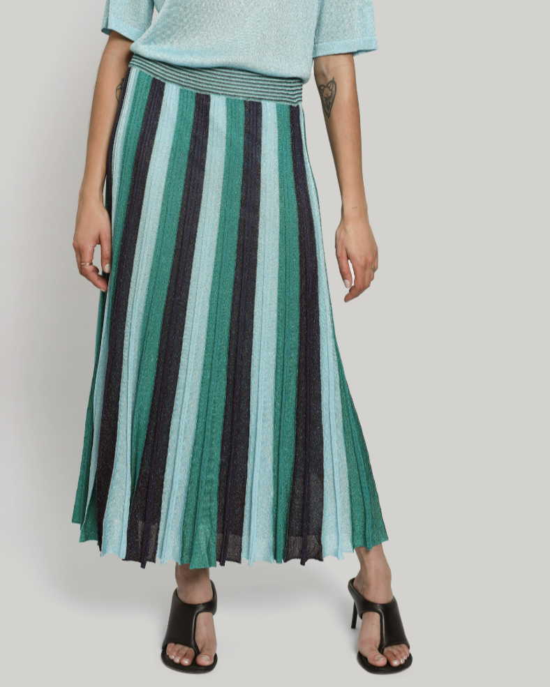 Gala Long Pleated Skirt | Blue Turquoise