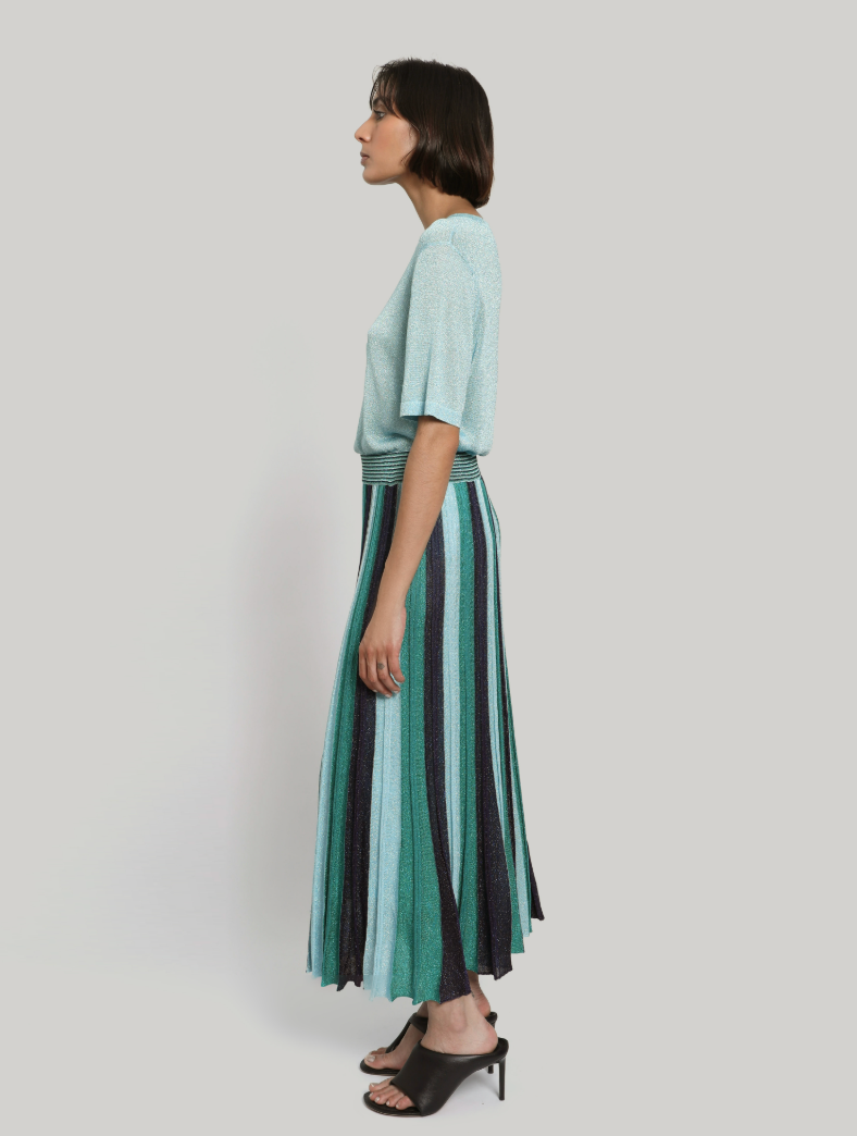Gala Long Pleated Skirt | Blue Turquoise