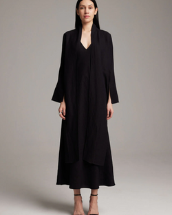 Linen Featherlight Wrap Blouse | Black