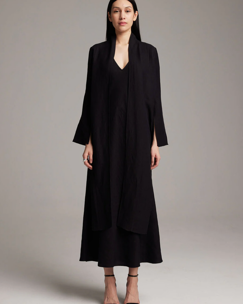 Linen Featherlight Wrap Blouse | Black