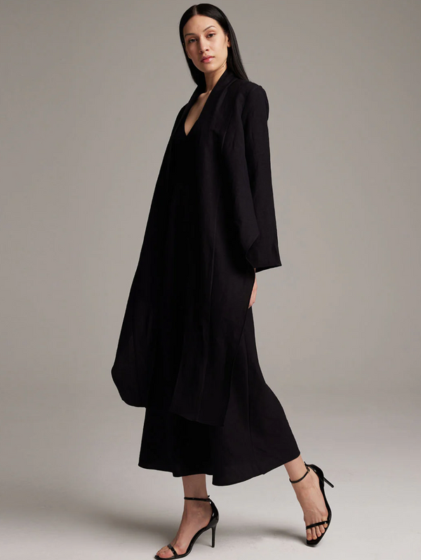 Linen Featherlight Wrap Blouse | Black