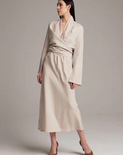 Linen Featherlight Wrap Blouse | Ecru