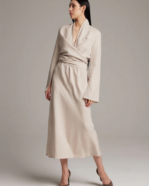 Linen Featherlight Wrap Blouse | Ecru
