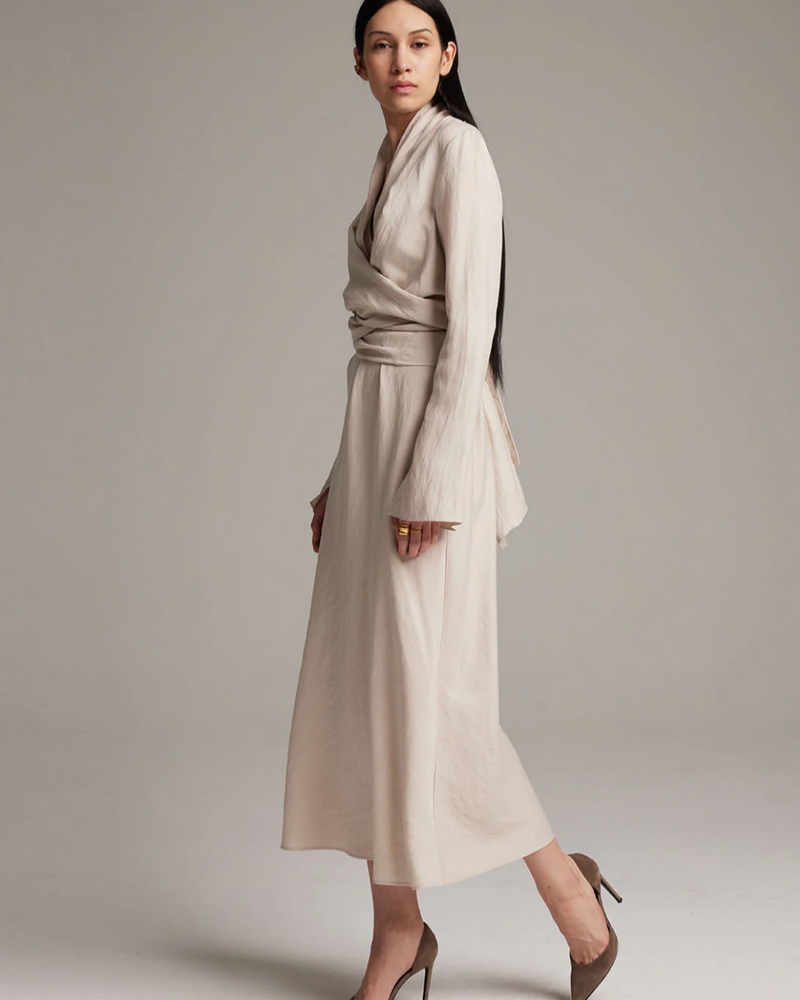 Linen Featherlight Wrap Blouse | Ecru