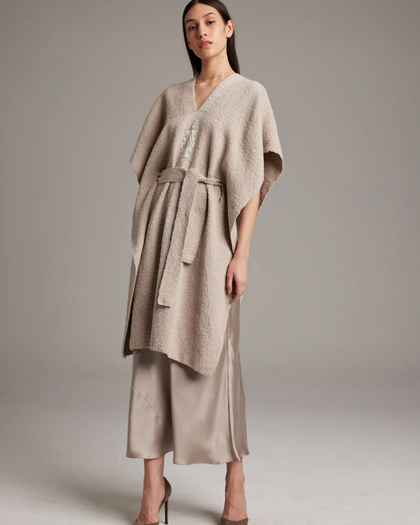 Estrella Kaftan in Textured Cotton | Taupe/Ivory