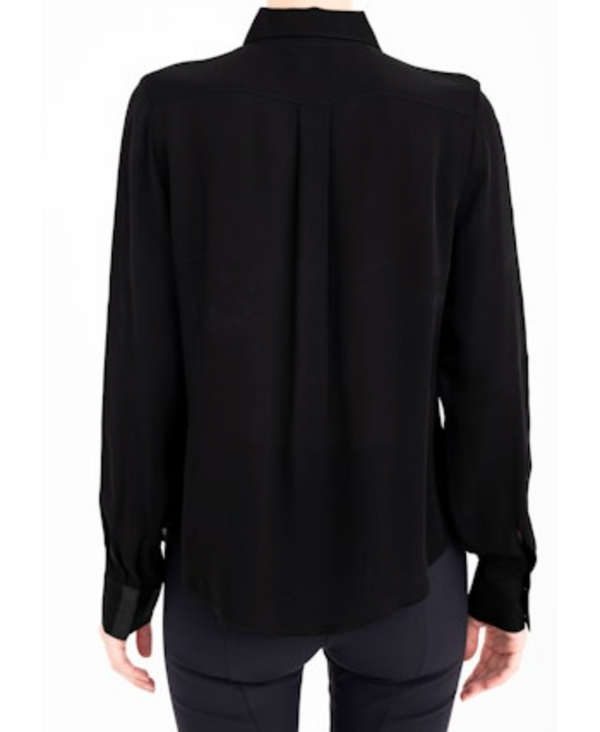 Clarice Silk Bias Pullover Shirt | Black