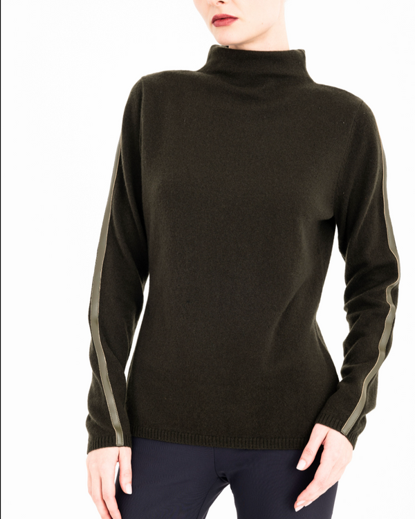 Cameron Cashmere Funnel Neck Top | Kelp