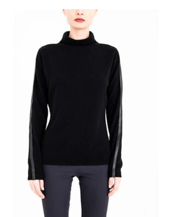 Cameron Cashmere Blend Funnel Neck Top | Black