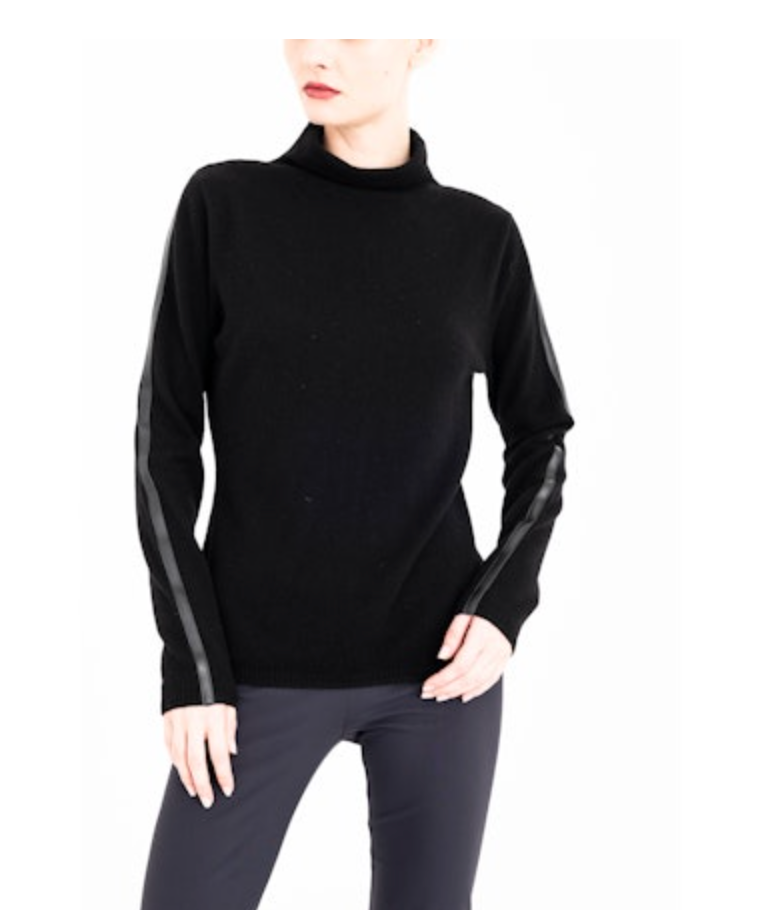 Cameron Cashmere Blend Funnel Neck Top | Black
