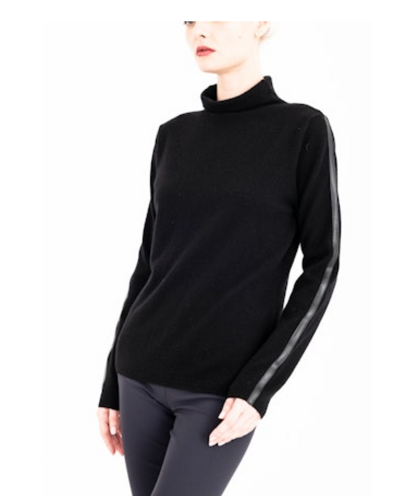 Cameron Cashmere Blend Funnel Neck Top | Black