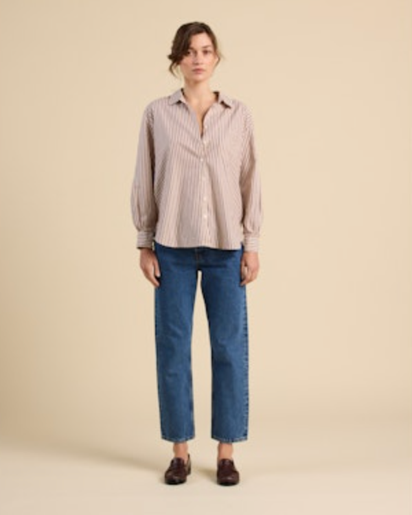 Blake Oversized Shirt | Burgundy Stripe