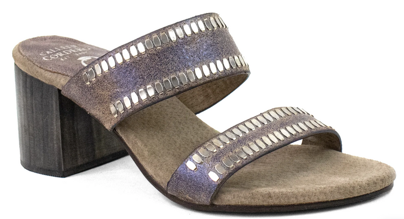 Adella 50 Heel | Blue Pearl Cracked w/Nickel Art