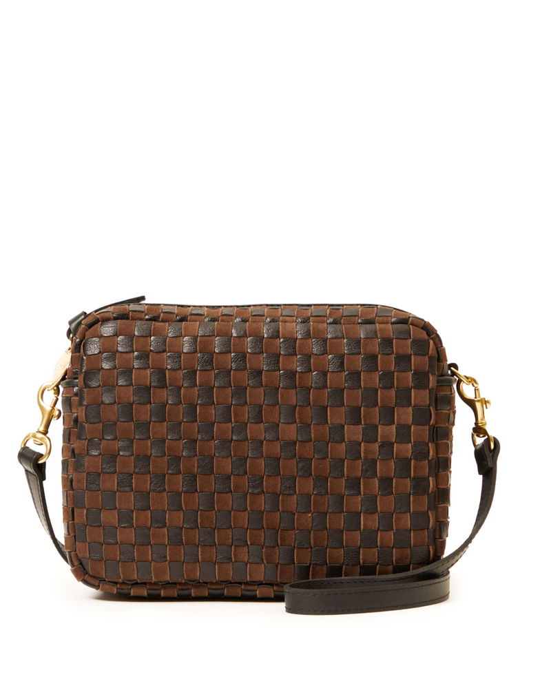 Midi Sac - Leather & Suede Woven Checker | Black/Chocolate