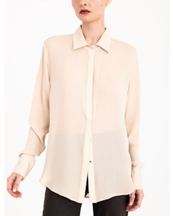 Cissus Silk Oversized Button-Up Shirt | Oyster