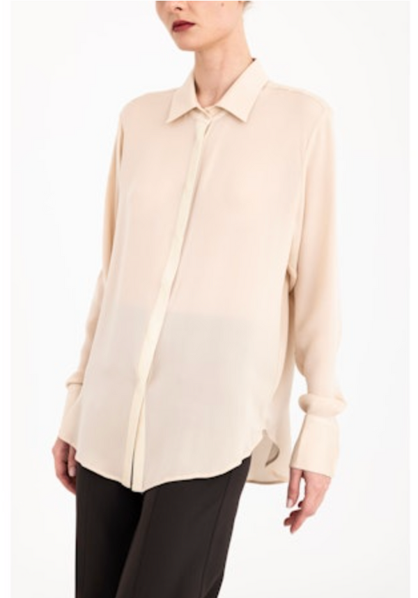 Cissus Silk Oversized Button-Up Shirt | Oyster
