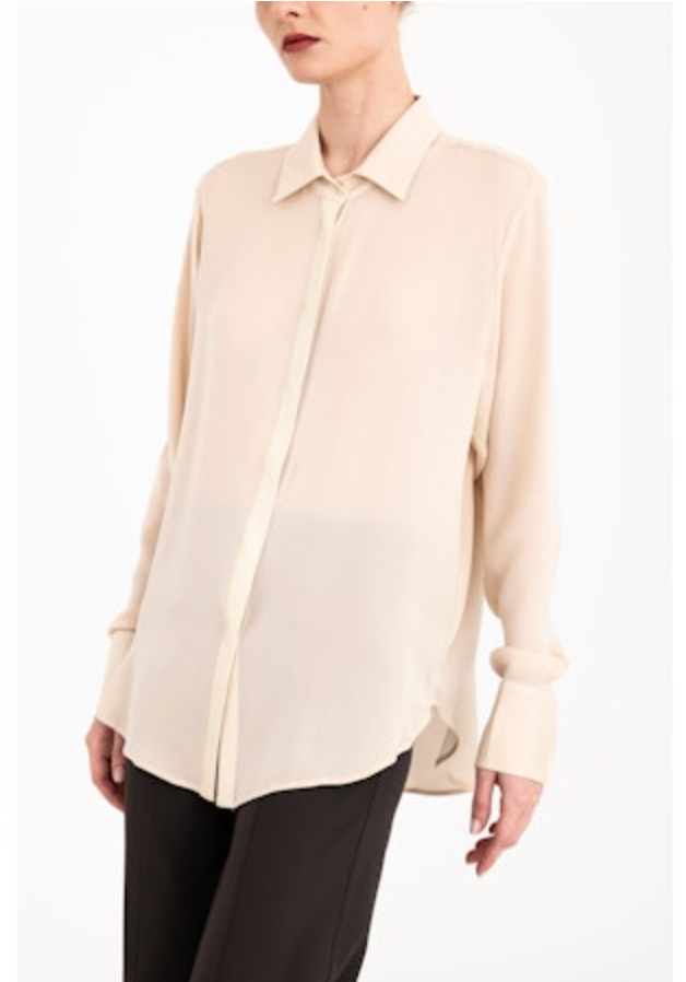 Cissus Silk Oversized Button-Up Shirt | Oyster