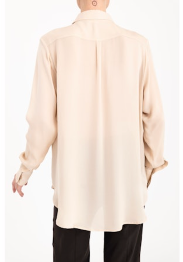 Cissus Silk Oversized Button-Up Shirt | Oyster
