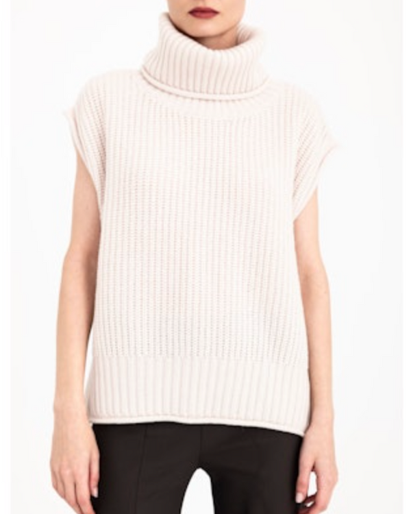 Carmel Cashmere Blend  Turtleneck Vest | Oyster