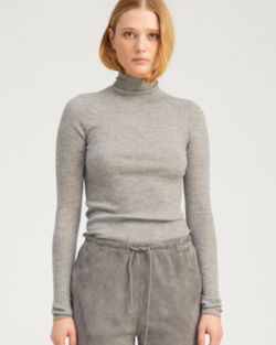 L/S Mock Neck Top | Grey