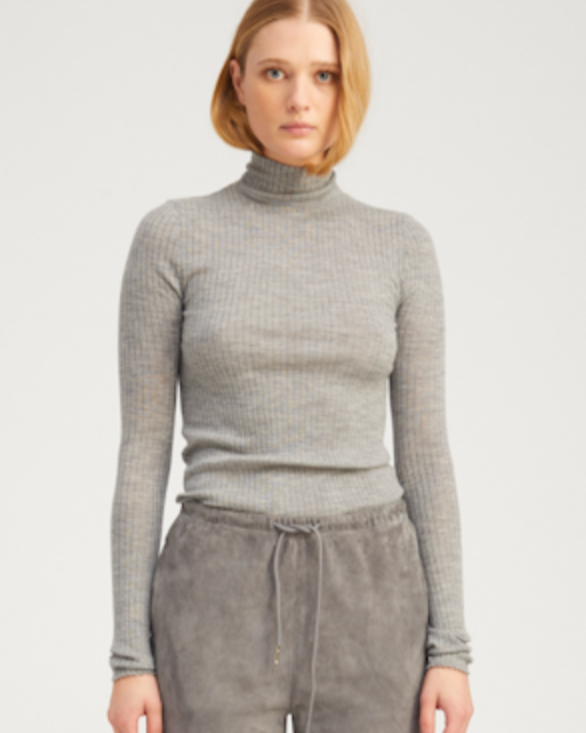 L/S Mock Neck Top | Grey