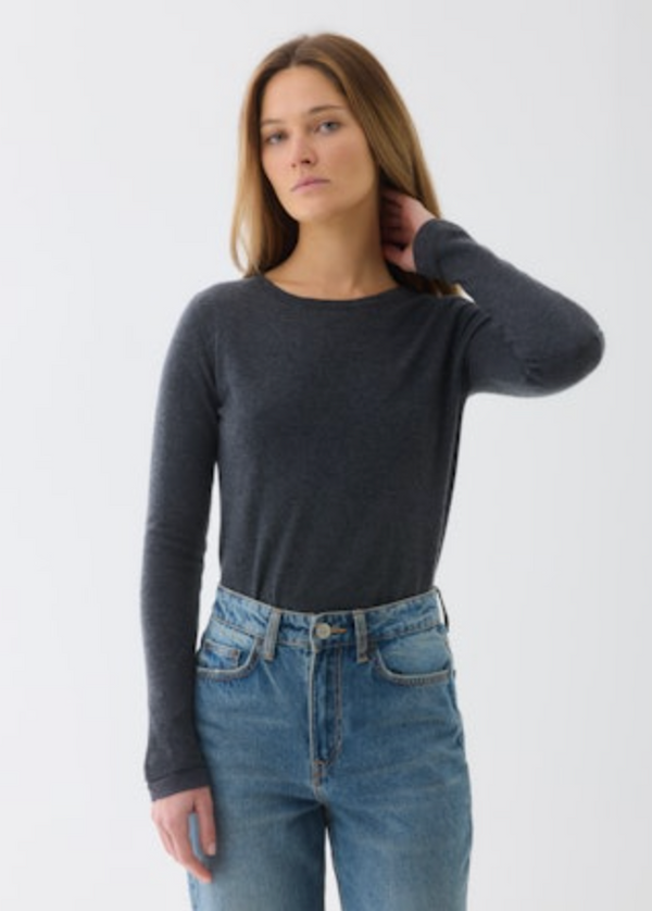 Extrafine Double Layer Cashmere L/S Crewneck | Milk