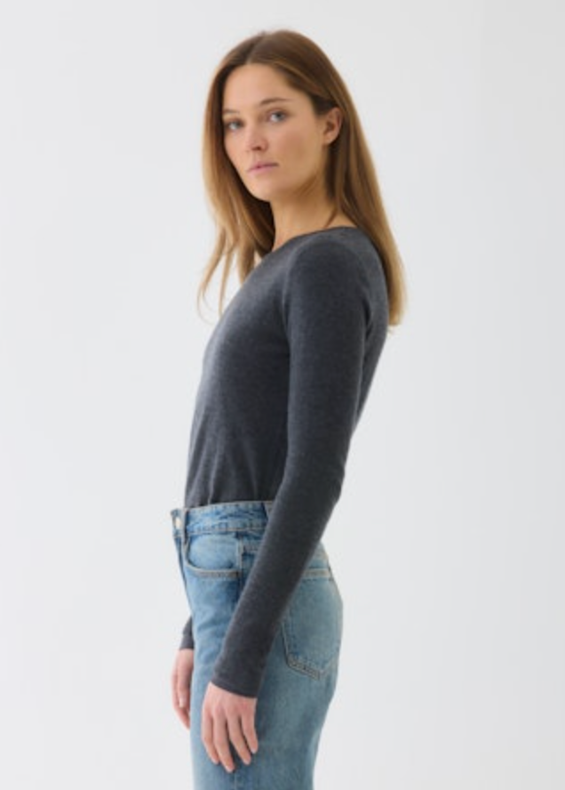 Extrafine Double Layer Cashmere L/S Crewneck | Milk