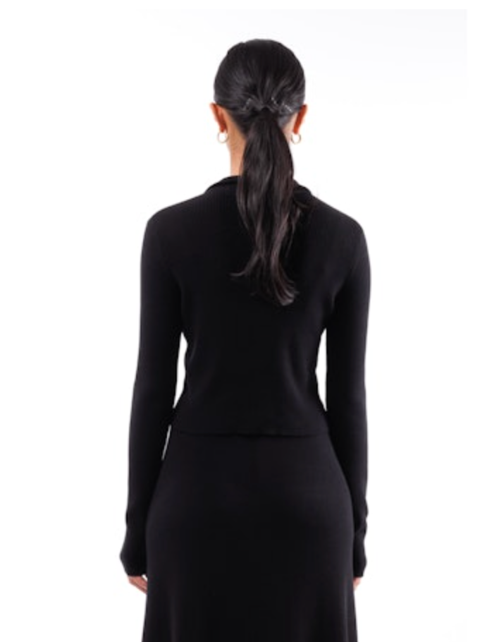 Shrunken Mock Turtleneck | Nero