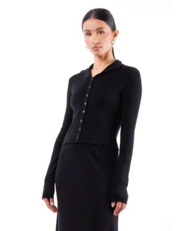 Shrunken Mock Turtleneck | Nero