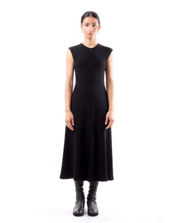 Sleeveless Flared Crewneck Dress 2x1 - cotton | Nero