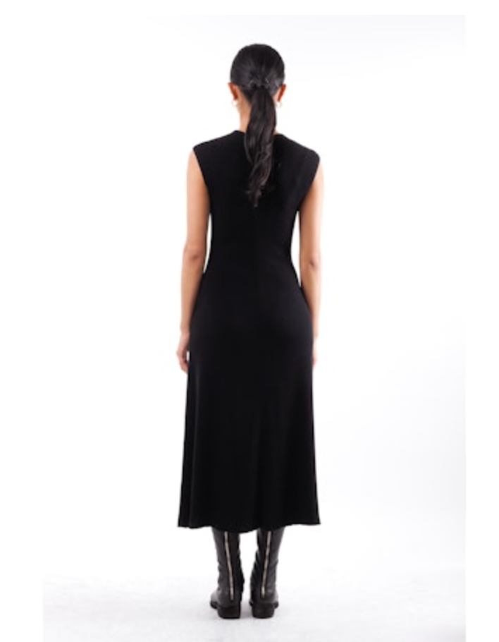 Sleeveless Flared Crewneck Dress 2x1 - cotton | Nero