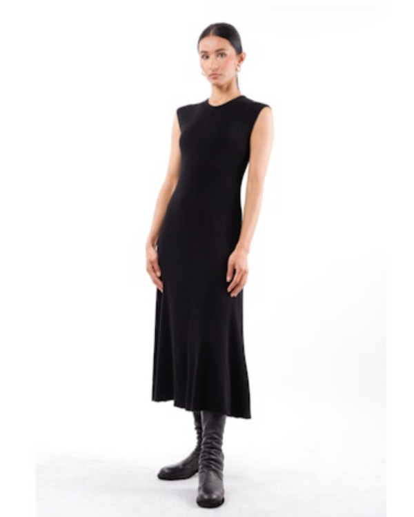 Sleeveless Flared Crewneck Dress 2x1 - cotton | Nero