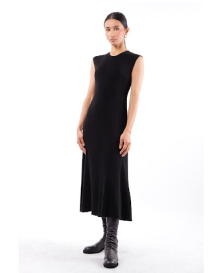 Sleeveless Flared Crewneck Dress 2x1 - cotton | Nero