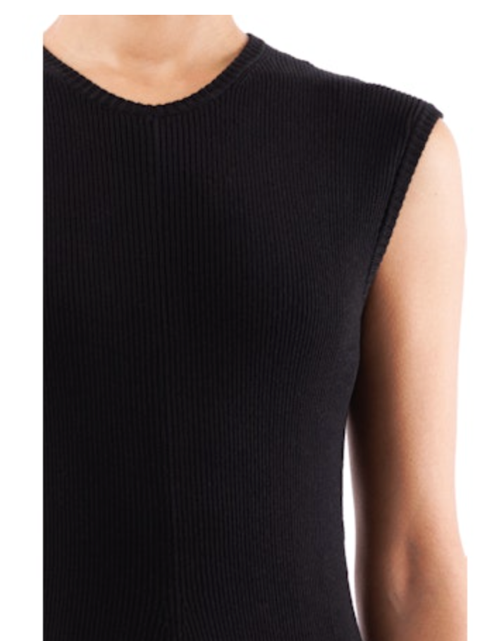 Sleeveless Flared Crewneck Dress 2x1 - cotton | Nero