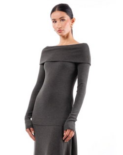 Off The Shoulder Wrap Long Sleeve Top | Brown-Green