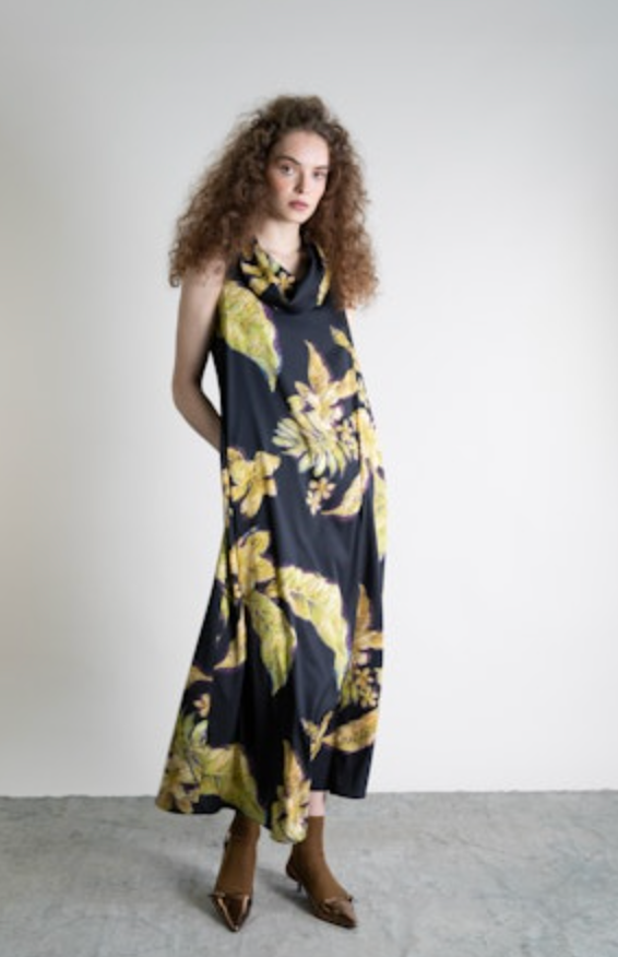 Women's Drapeneck Dress | Gold