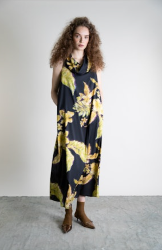 Women's Drapeneck Dress | Gold