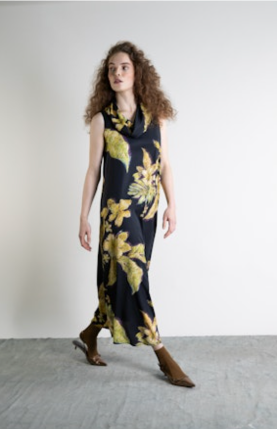 Women's Drapeneck Dress | Gold