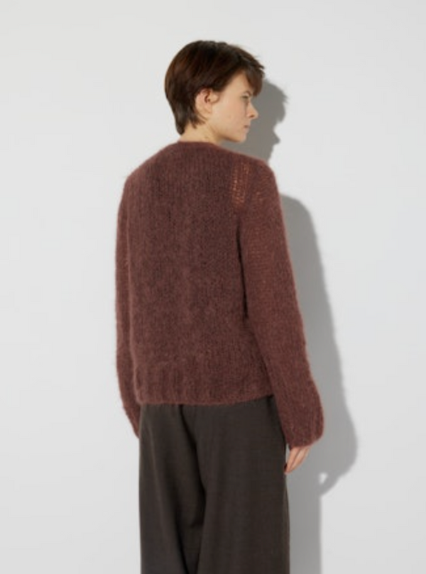 Shaggy Alpaca V-Neck Pullover | Marron