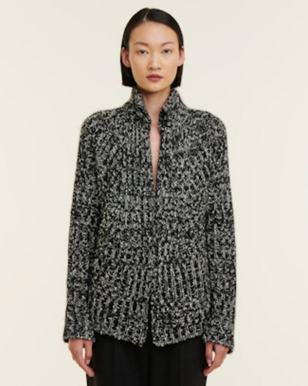 Baco Knitted Cardigan | Black & Cream