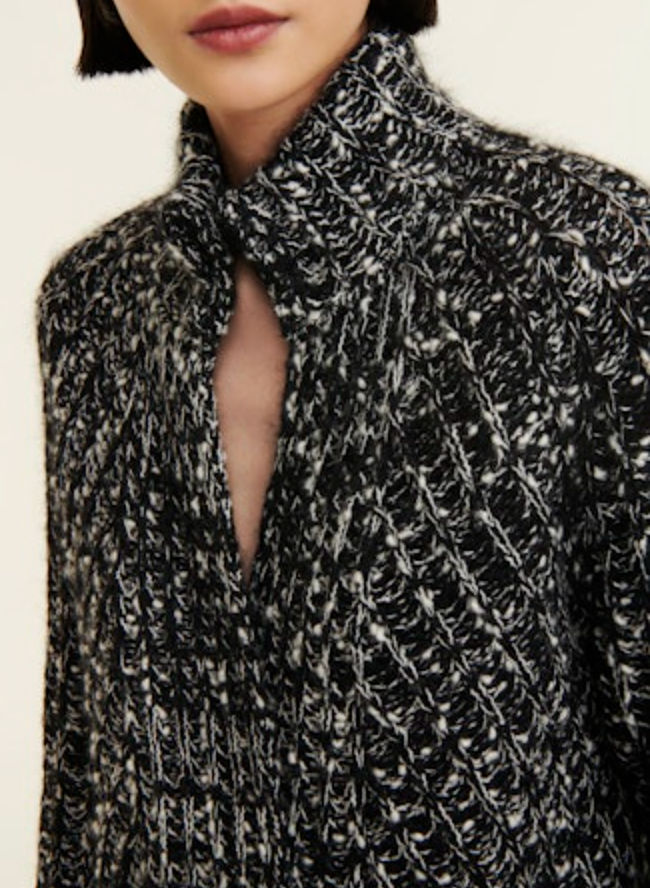 Baco Knitted Cardigan | Black & Cream