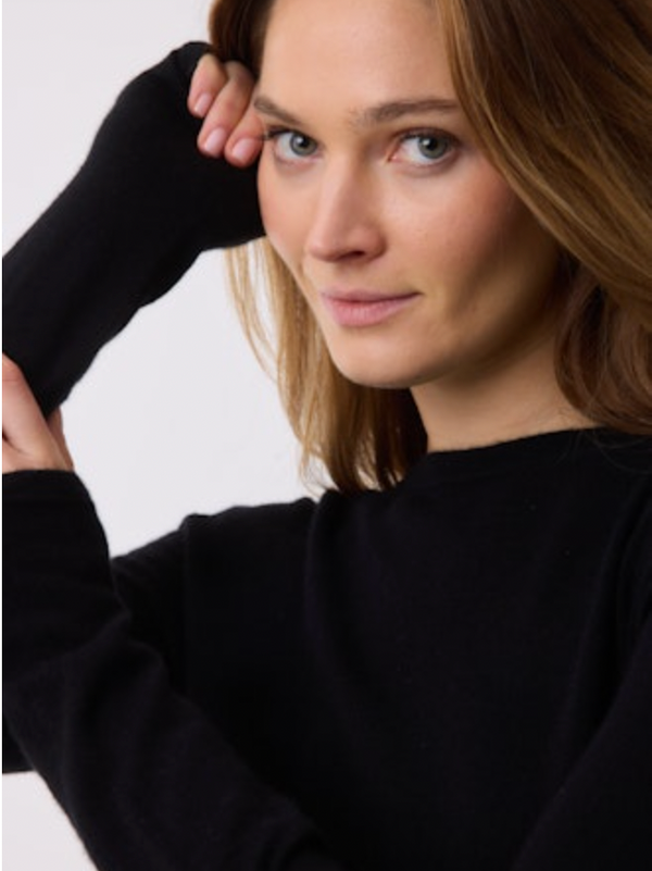 Long Sleeve Cashmere Crewneck | Noir