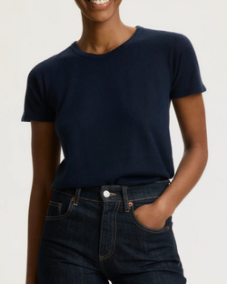 Short Sleeve Cashmere Crewneck | Marine