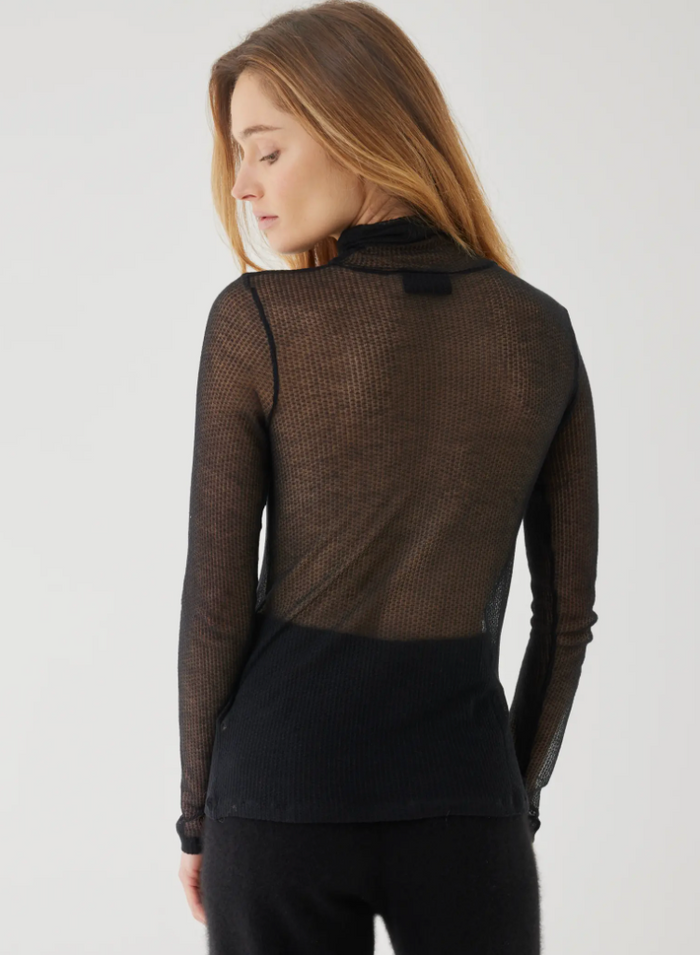 Majestic Filatures Sheer Cashmere T Neck | Noir – Well Heeled