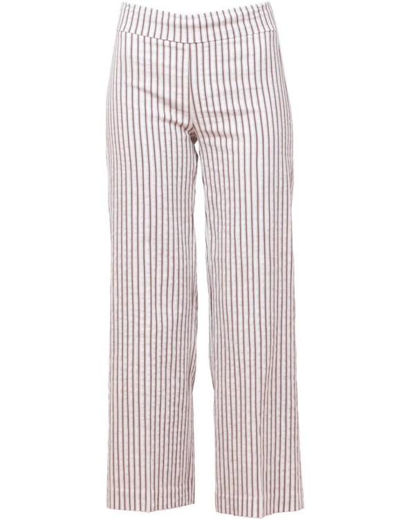 Avenue Montaigne Alex Crop Flare Cognac Seersucker Stripe