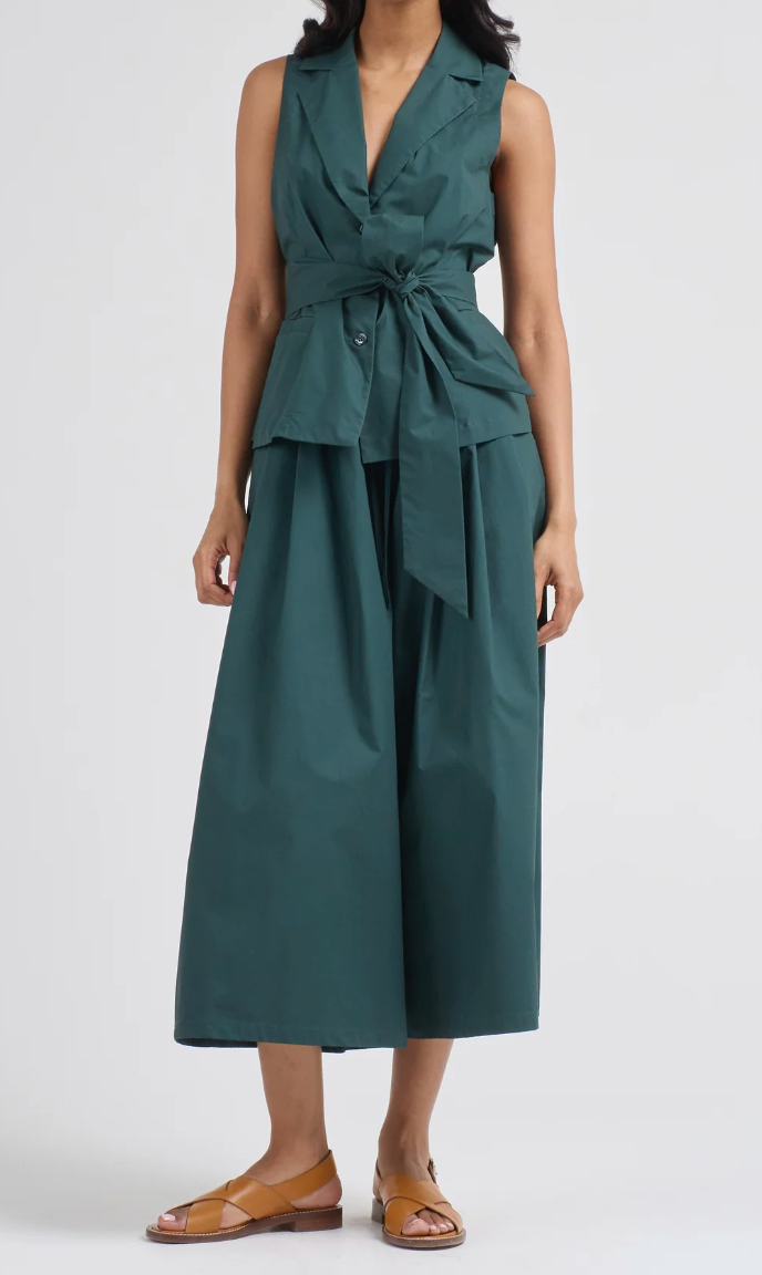 Top with Belted Waist | Malachite