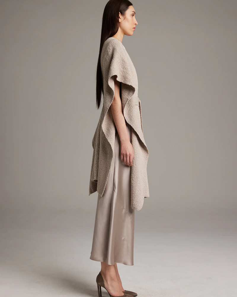Estrella Kaftan in Textured Cotton | Taupe/Ivory
